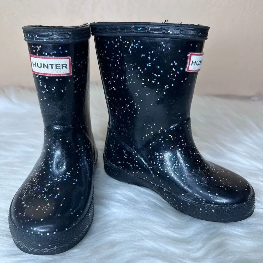 Hunter Kids First Giant Glitter Rain Boots Size UK 5 US 6B/7G